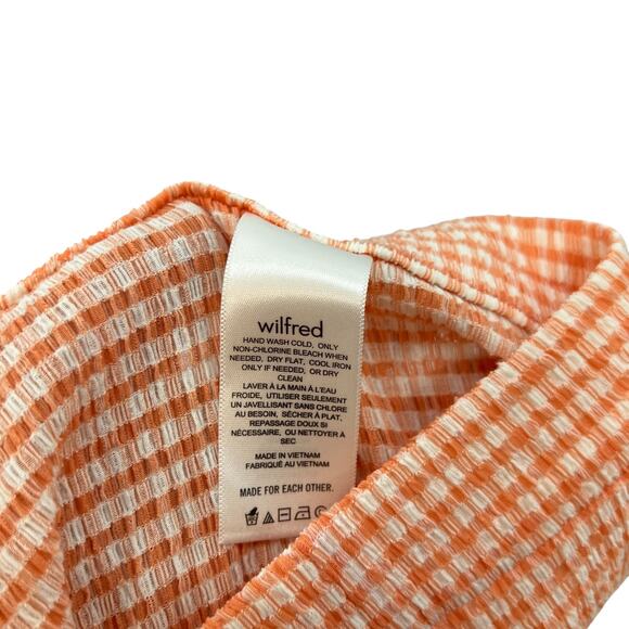 Aritzia Wilfred Verona Pant Seersucker Pull-On Gingham Orange Size XL - Picture 10 of 11